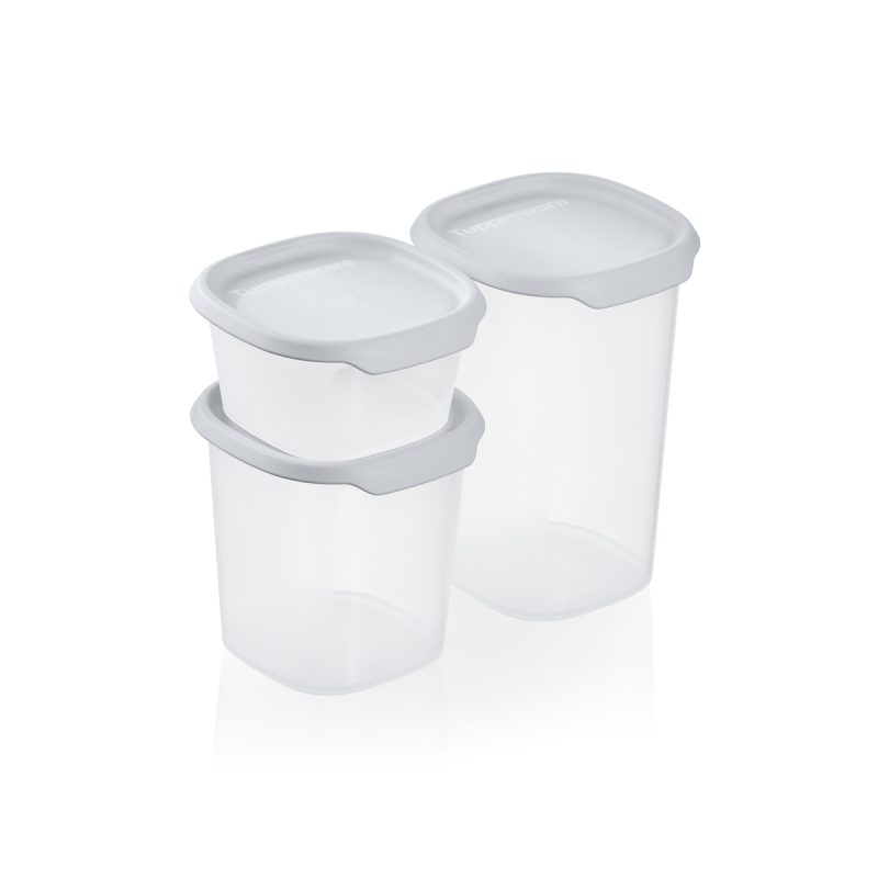 Set Recipiente Oblo Pătrate capac gri (3 buc.)