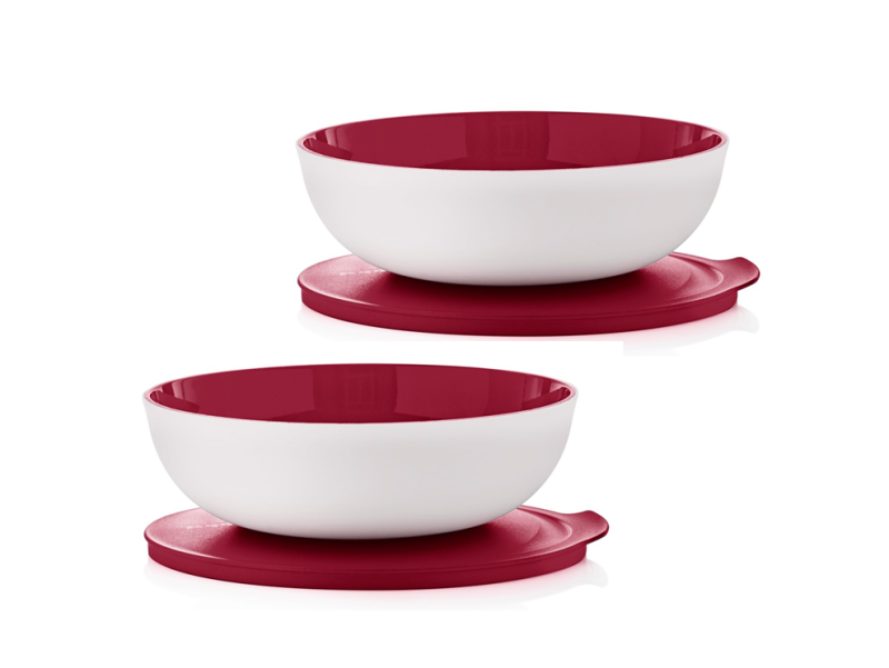 Set Boluri Allegra 740 ml cu capac (2 buc) alb-vișiniu