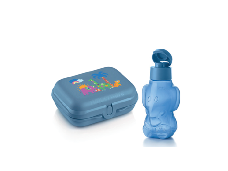 Set Albastru pentru copii (Scoică mică Elefant + Sticlă Eco Elefant 425 ml)