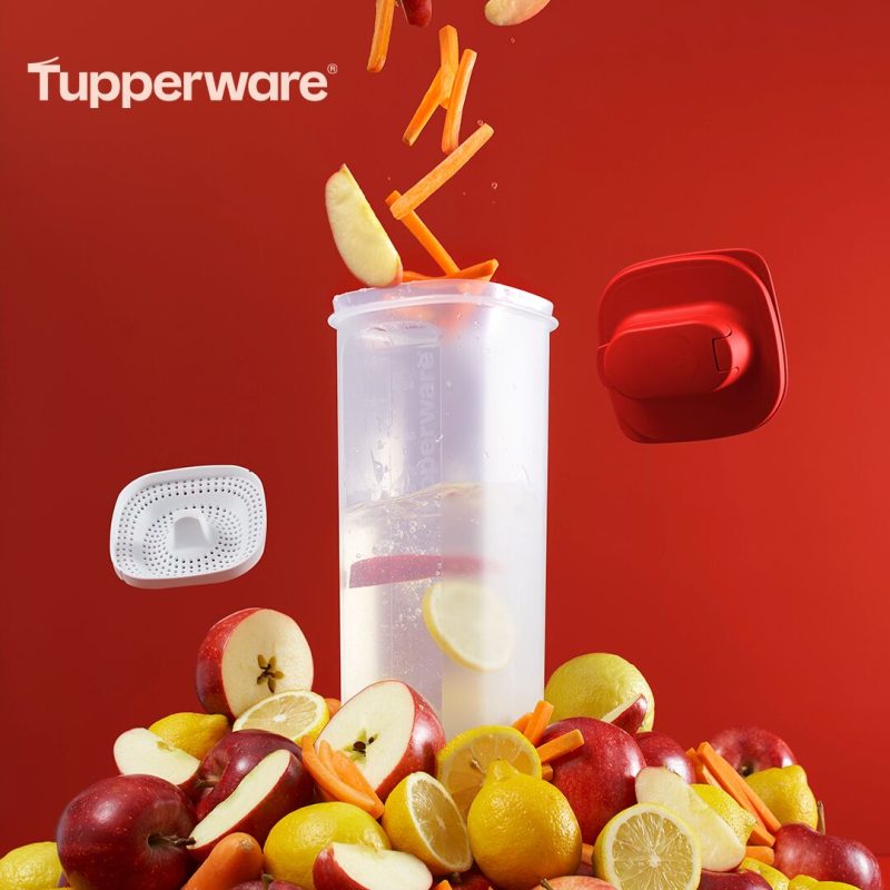 Carafă de vară 2 L cu capac roșu - imagine 2