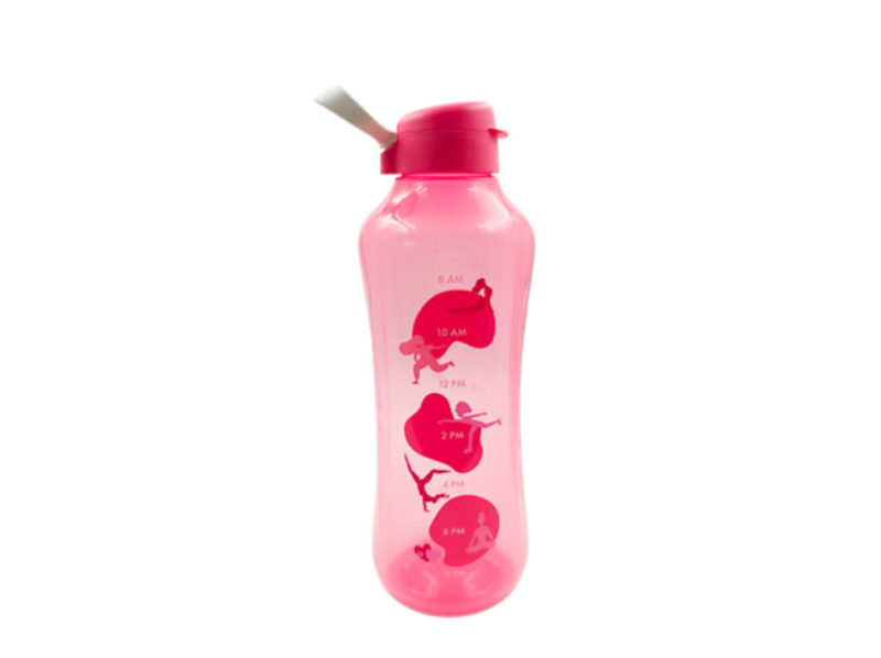 Sticlă 2 L roșie capac click cu pai și mâner - imagine 4